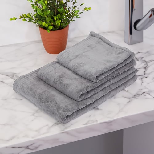 طقم روب ناعم 4 قطع - رمادي