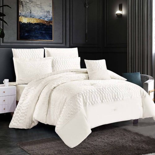 مفرش صيفي مزدوج جاكار 7 قطع - أوريانا - سكري