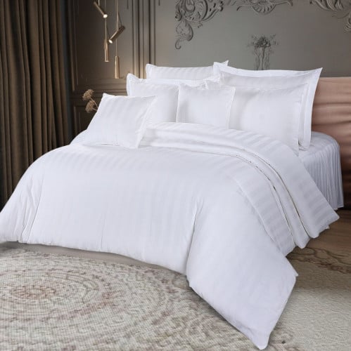بيت لحاف مزدوج فندقي قطن 6 قطع - أبيض