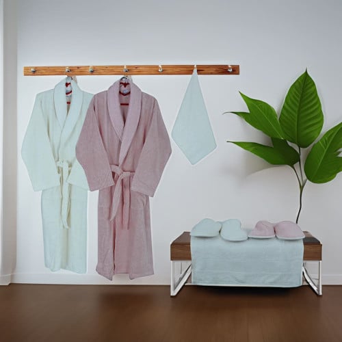 طقم روب استحمام تركي 8 قطع - ميليسا - سكري - زهري