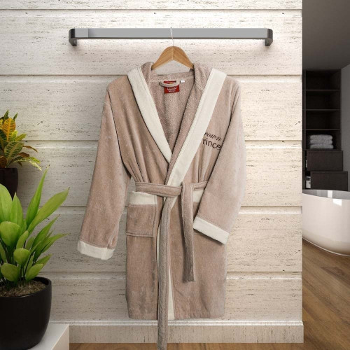 روب إستحمام قطن أطفال بقبعة 11-12سنة - بني