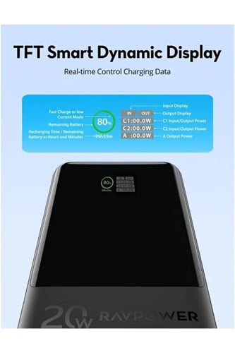 باور بانك RAVPOWER 20W 3-Port (20000 مللي أمبير) م...