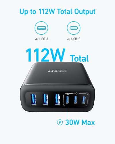 ANKER Charger (112W,6 Port,GaN)