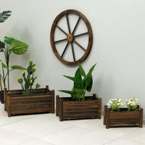 طقم مراكن زرع خشب 3 قطع