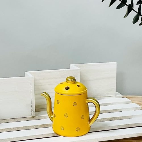 مبخرة سيراميك ابريق انتيك اصفر و ذهبي