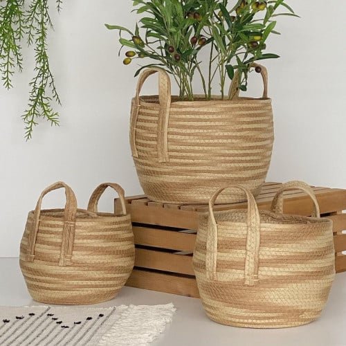 طقم قفة قش 3 قطع