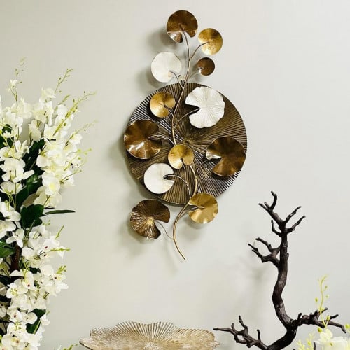 لوحة جدارية حديد برونزية غصن شجرة باوراق برونزي وا...