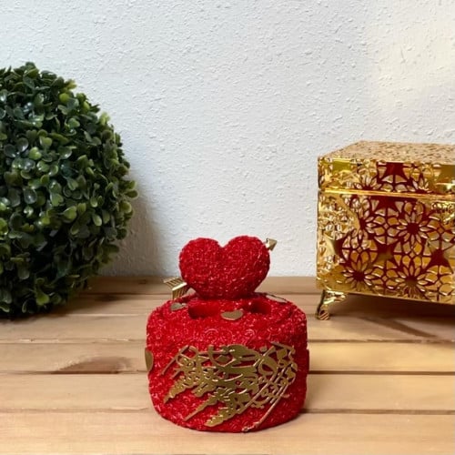 مبخرة سيراميك بنقش ورد احمر مزخرفة بالذهبي عليها ق...