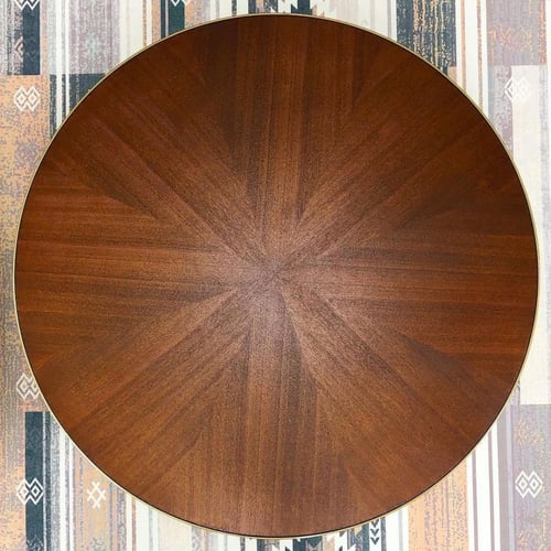 طاولة مدورة خشب اطار حديد ذهبي وسط