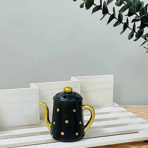 مبخرة سيراميك ابريق انتيك اسود و ذهبي