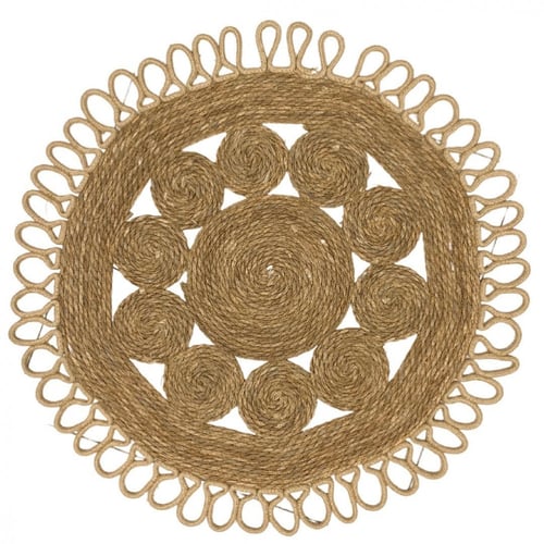 مفرش ارضى دائري مصنوع من مادة القش