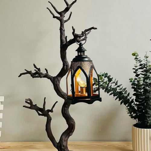 فانوس حديد اسود انتيك مع لمبة هلال تعمل عالبطارية