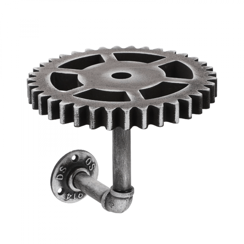 رف خشب وحديد بشكل مواسير