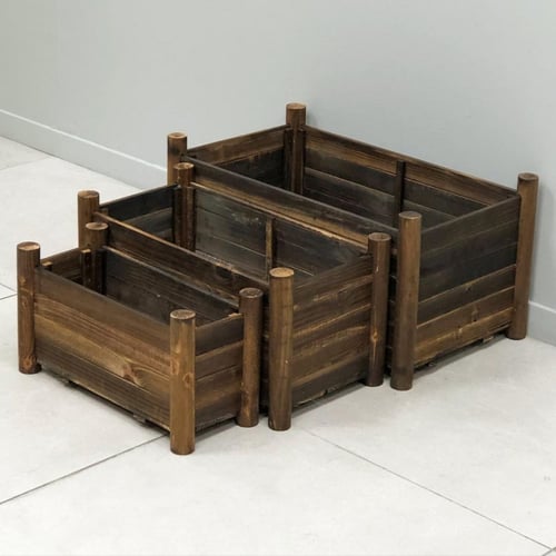 طقم مراكن زرع خشب 3 قطع