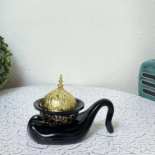 مبخرة سيراميك اسود وذهبي