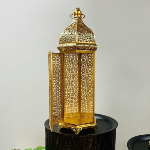فانوس كبير حديد ذهبي مفرغ انتيك