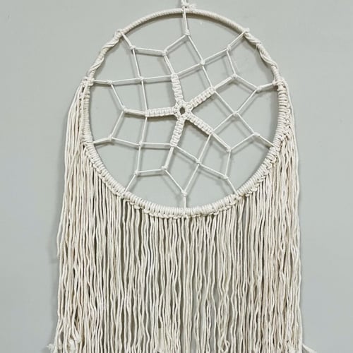 تعليقة جدارية كروشيه يدوية دائرية بحبل تعليق