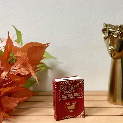 كتاب Oxford صغير سيراميك احمر وذهبي انتيك