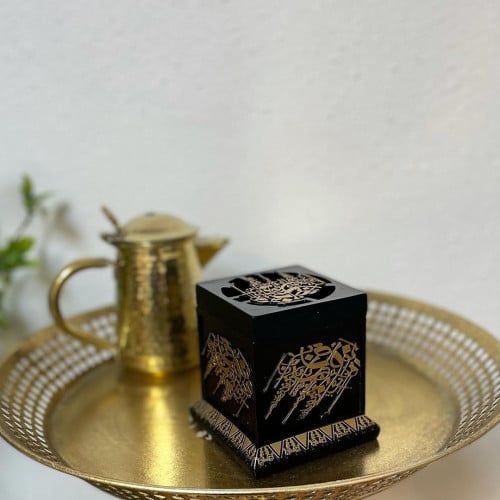 مبخرة سيراميك اسود مزخرفة بالذهبي انتيك
