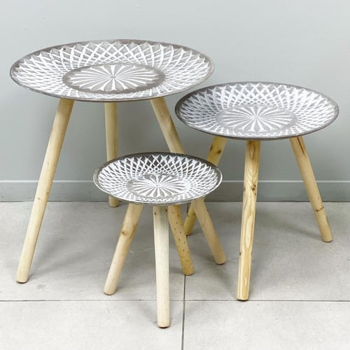 طقم طاولة خشب 3 قطع