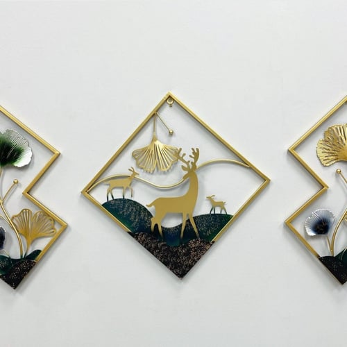 طقم لوحات جدارية حديد ذهبي