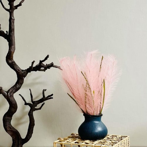 مركن سيراميك بترولي معرق باسود مع ورد زهري