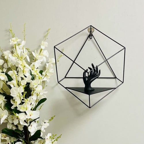 رف جداري حديد كبير اسود مع سيراميك قبضة اوك