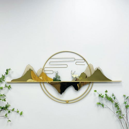 لوحة جدارية حديد ذهبي