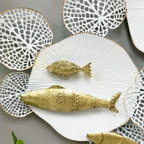 لوحة جدارية حديد انتيك سمك و مجموعة اسمك