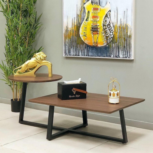 طاولة حديد وخشب دورين