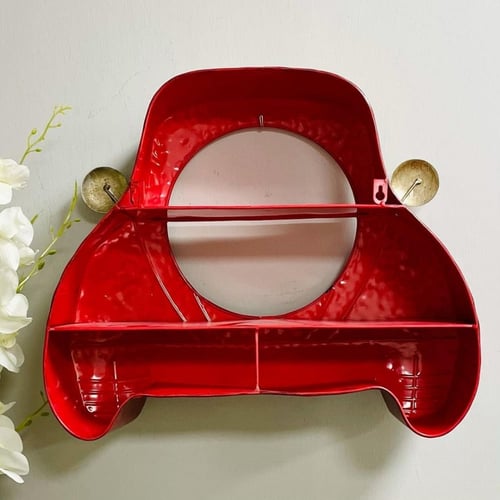 رف حديد احمر وذهبي واسود جداري انتيك واجهة سيارة ق...