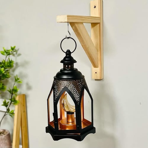 فانوس حديد اسود انتيك مع لمبة هلال تعمل عالبطارية