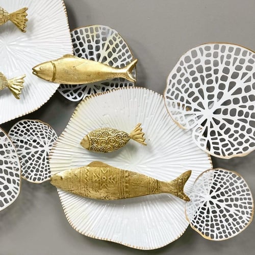 لوحة جدارية حديد انتيك سمك و مجموعة اسمك