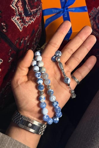 سبحة عقيق اصلي ازرق