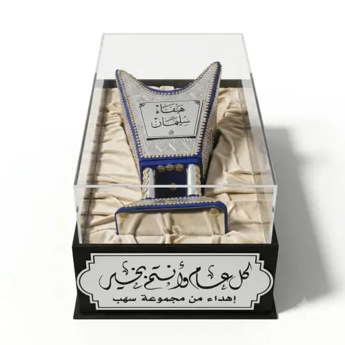 صندوق هدايا ملكي مبخرة حائلية ملكية أزرق وفضي بالا...