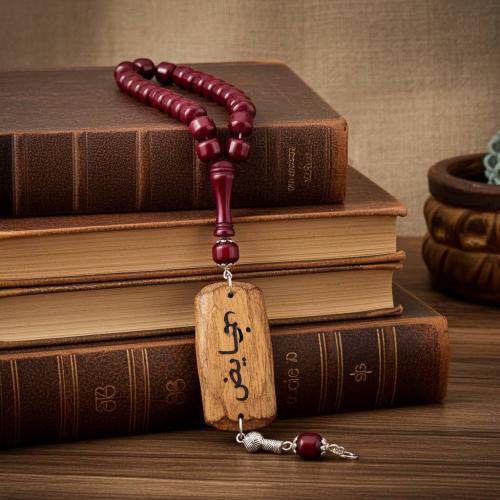 سبحة بكلايت فاخرة لون عنابي مع كسرة عود مروكي حفر...