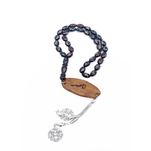 سبحة فاخرة مع كسرة عود مروكي محسن حفر ليزر بالاسم...