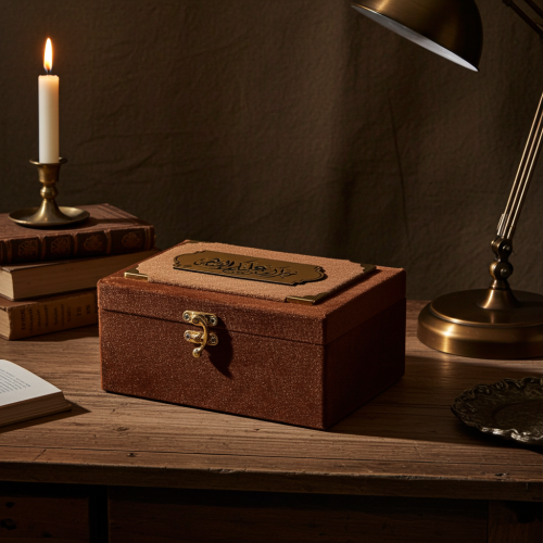 علبة مخمل كتابة حفر ليزر ذهبي بالاسم مقاس كيلو