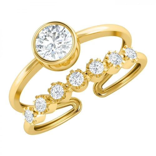 خاتم مفتوح من الذهب الأصفر عيار 18 قيراط والألماس