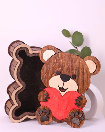 صُندوق خشبي لطيف على شكل دُب ♥️