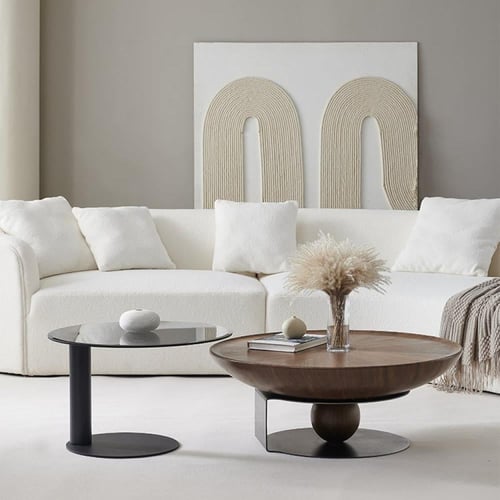 طاولة قهوة دائرية إيطالية – قطر 90 سم