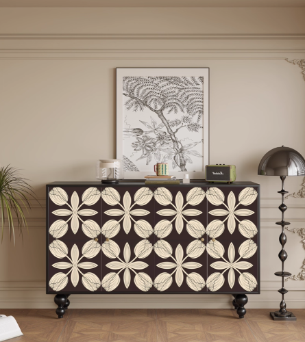 خزانة مدخل فرنسية كلاسيكية – خشب صلب بنقوش أنيقة