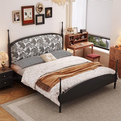 سرير خشب صلب بالطراز الفرنسي العتيق – فخامة عملية...