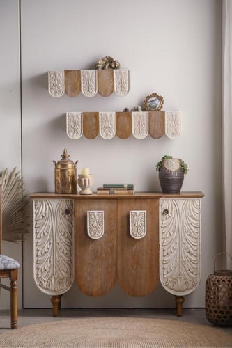 خزانة مدخل مزخرفة من الخشب الصلب – طراز فرنسي كلاس...