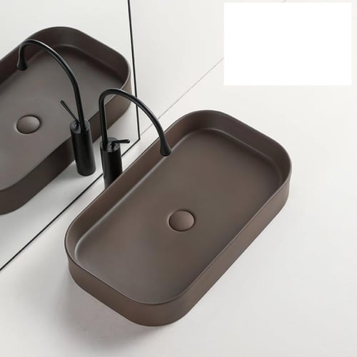 حوض غسيل مستطيل بني – تصميم رفيع على طراز شمال أور...
