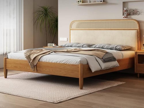 سرير مزدوج نوردي من الروطان