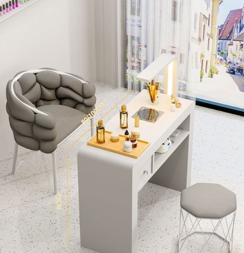 طقم طاولة أظافر فاخر خفيف مع إضاءة