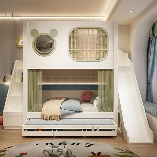 سرير أطفال بطابقين بتصميم كبسولة فضائية