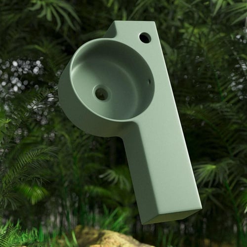 حوض غسيل حائطي سيراميكي – أخضر أنيق للشقق الصغيرة