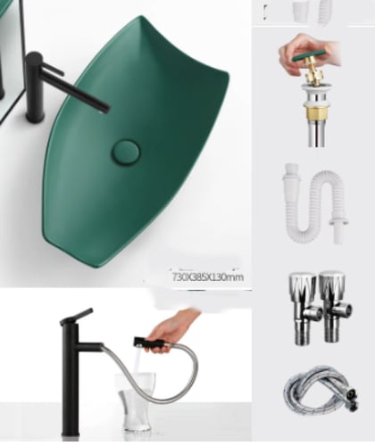 حوض سطح عمل إبداعي – تصميم سيراميكي فريد وغير منتظ...